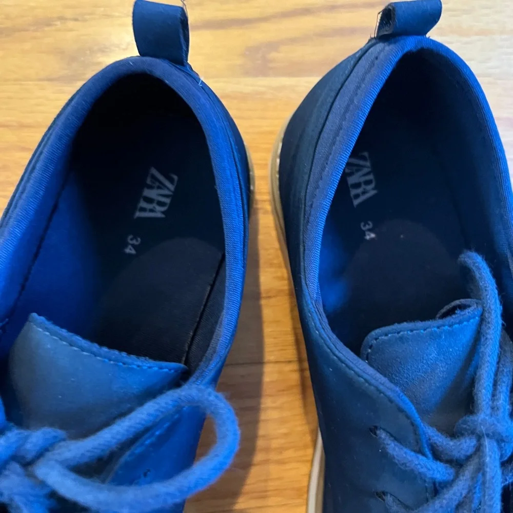 Used Zara navy blue dress boy shoes with laces